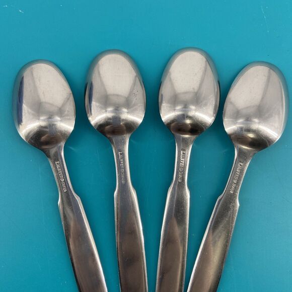 AS IS Towle Lauffer KRONOS Tea Spoons Stainless Steel Flatware Set of 4 Japan - Picture 8 of 11